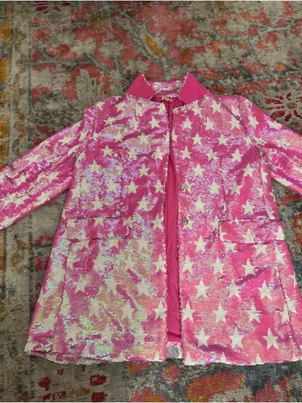 BiBi Pink Sequin Star Pea Coat